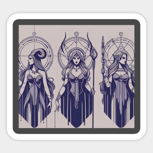 Bad Girl Triptych 2: Lilith, Jezebel, and Valkyrie Sticker